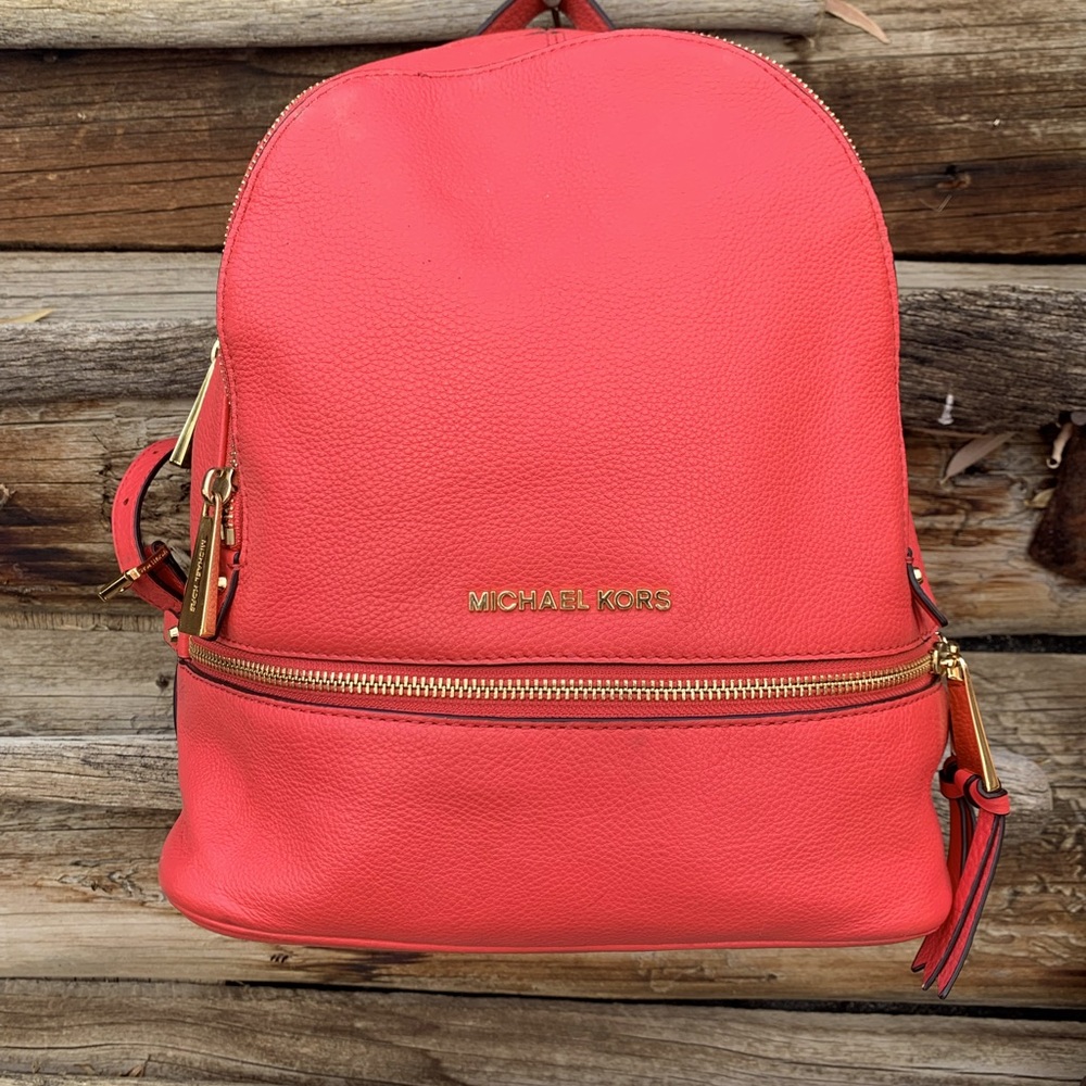 MICHAEL KORS “Rhea” Backpack Watermelon Leather